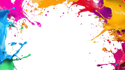 Colorful paint splashing on transparent background