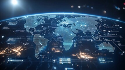 Fototapeta premium Global Network, Earth, Digital Connections