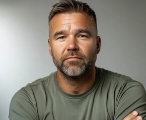 Fototapeta premium Fitness strong man portrait, male portrait close up 