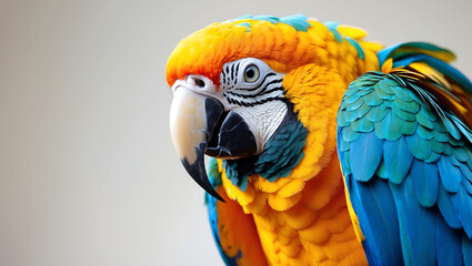 Obraz premium Golden parrot with blue feathers and radiant luster