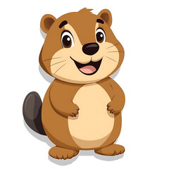 Fototapeta premium Cute cartoon marmot character smiling and standing cheerfully, ideal for children's illustrations or animated series
