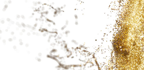 Abstract gold glitter explosion, perfect for festive designs and celebratory backgrounds.