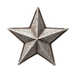 Obraz premium Rustic metal three-dimensional star sculpture on black background, cut out