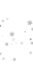 A digital illustration of scattered silver stars on a black background. The stars are of different sizes and create a sparkly, glittering effect.