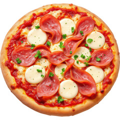 Pepperoni Pizza with Mozzarella on a White Background