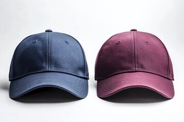 Two Plain Baseball Caps: Dark Blue and Maroon