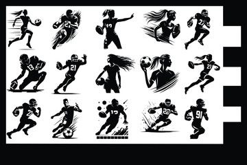 American Football Player Silhouette Mega Bundle | High-Quality Vector Graphics