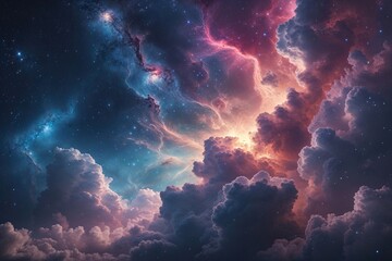 Stunning Celestial Cloud Nebula Showcasing Vibrant Colors Across the Galaxy in an Incredible Night Sky Formation