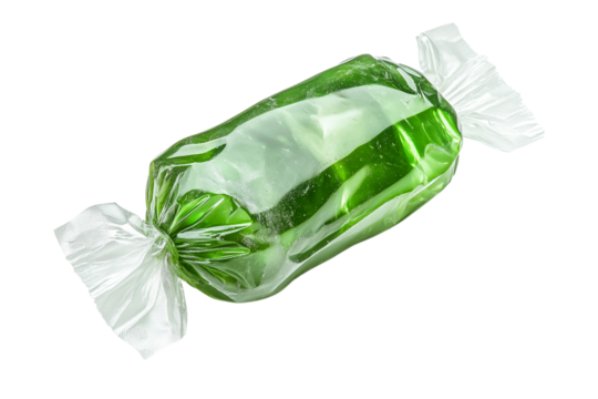 Green Wrapped Candy on Transparent Background