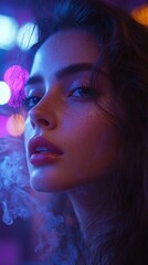 Mans Face Framed by Tropical Plants