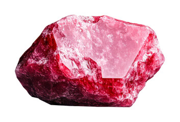 Fototapeta premium Vibrant red mineral crystal on black background display, cut out