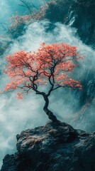 Woman Meditating by Lotus Pond