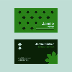 Green Simple Business Card Template Landscape Gardener
