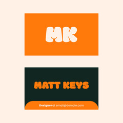 Fototapeta premium Orange Dark Green Modern Business Card Fun Template
