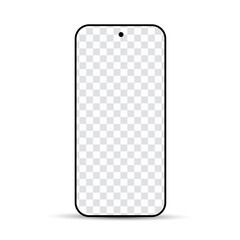 Beautiful simple realistic vector mobile phone mockup with transparent screen.
