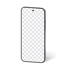 Beautiful simple realistic vector mobile phone mockup with transparent screen.