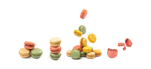 Macaron Cake Isolated, Macaroon Cookie, Almond Meringue, Sweet Macaroons, Colorful French Dessert