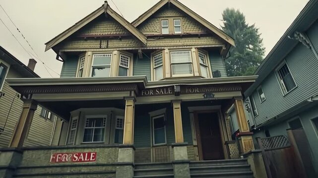 Explore a charming Victorian style house on the market featuring intricate details and ample space for renovation