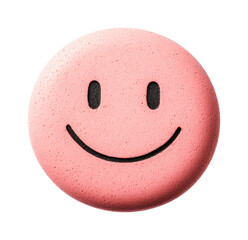 Fototapeta premium Pink smiley face emoji on black background expressing happiness and positivity, cut out