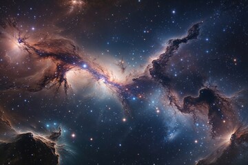 Fototapeta premium Unveiling the Wonders of the Deep Universe Exploring Stunning Nebulas and Starry Skies