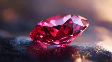Vibrant Pink Gemstone on Dark Textured Surface