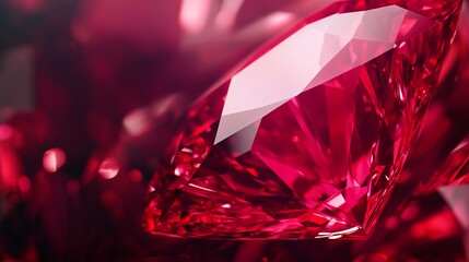 Vibrant Red Gemstone Close up with Bokeh Background