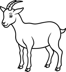 Obraz premium Cute goat cartoon illustration in simple outline, suitable for kids' preschool activities, farm education worksheets, and coloring pages