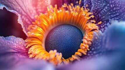 Vibrant Purple and Orange Flower Macro Photography