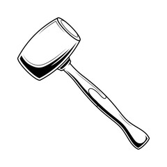 Abstract Black Simple Line Work Hammer Mallet Building Engineering Tools Instrument Mechanical Doodle Outline Element Vector Design Style Sketch Isolated On White Background Illustration