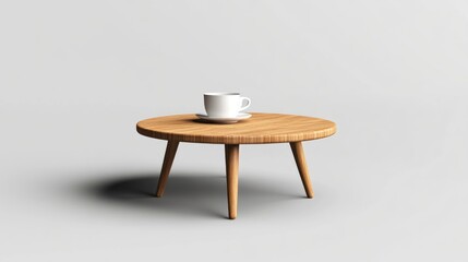 Wooden coffee table, cup, studio, mockup