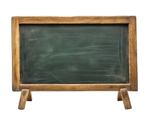 Obraz premium Chalkboard with White Chalk – A Small Wooden-Framed Chalkboard, Isolated on White Background