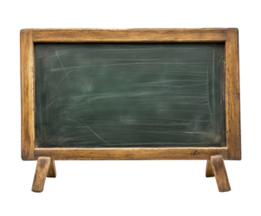 Chalkboard with White Chalk – A Small Wooden-Framed Chalkboard, Isolated on White Background