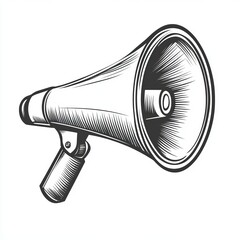 Vintage Megaphone Hand Drawn Illustration Black and White