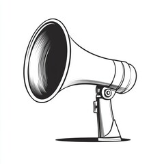 Vintage Megaphone Illustration Black and White Detailed Drawing