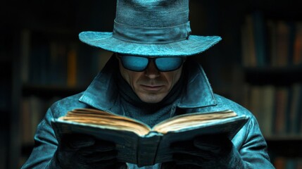 Mystery Book Reader in Shadows