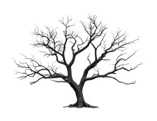 Fototapeta premium Bare tree with intricate branches on dark background, cut out