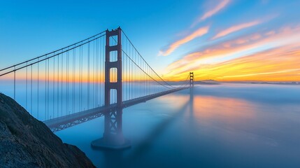 Obraz premium Golden Gate Bridge Sunrise Fog