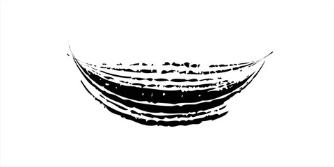 Fototapeta premium Black grunge semicircular brush strokes. Set of painted wavy ink stripes. Ink spot isolated on white background. Vector illustration