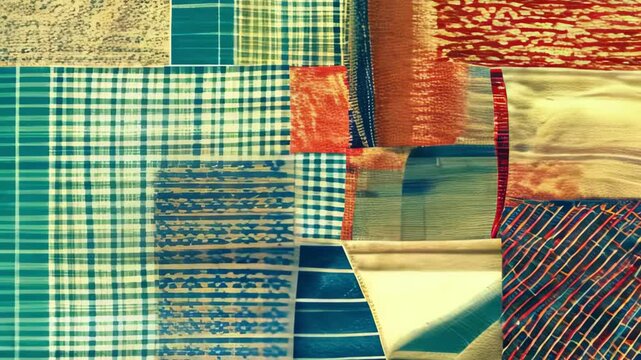 Patchwork background with various decorative patterns