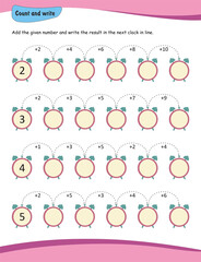 Addition and subtraction worksheet, addition for preschool and kindergarten, Solve and write worksheet. Count and write, Preschool Counting Activities