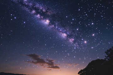 Fototapeta premium Stunning Night Sky Filled with Shimmering Stars and Deep Shadows