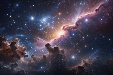 Obraz premium Celestial Wonders Amazing Nebulae and Stunning Stars in an Expansive Universe