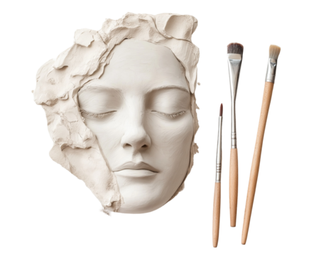 Clay Sculpture in Progress – A Half-Finished Clay Creation isolated