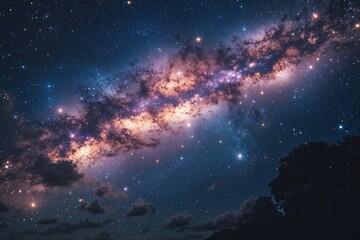 Naklejka premium Stunning Night Sky Revealing the Wonders of Outer Space and the Beauty of the Universe