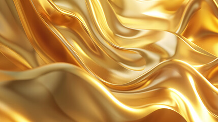 Obraz premium Luxurious gold background with dynamic flowing waves, 3D.
