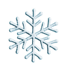 Detailed white snowflake on black background, cut out