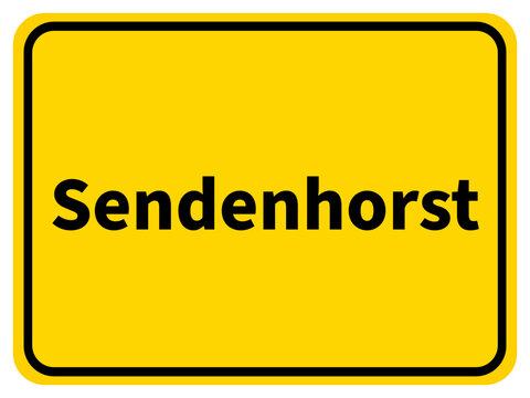 Illustration eines Stadteingangsschildes von Sendenhorst, einer Gemeinde des Kreises Warendorf