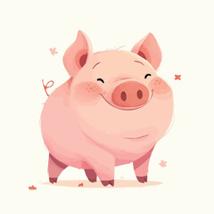 Vector design of a cute pig character for animation and motion graphics