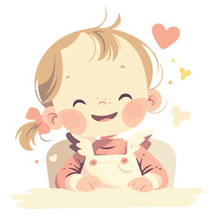 Vector illustration of a happy little girl