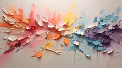 strokes of multi-colored paint like delicate flower petals red yellow pink blue purple white